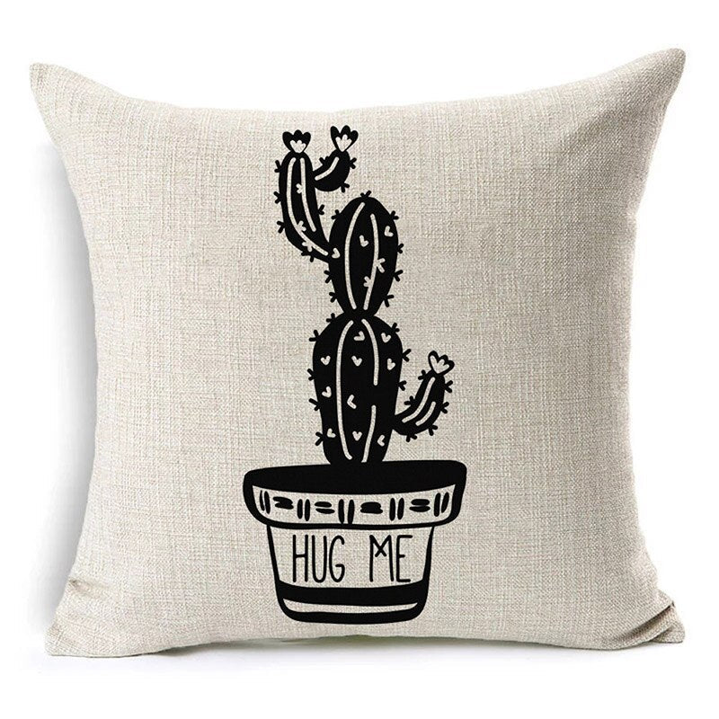 HKM-079827 Nordic Style Black and White Letter Pillowcase - Soft Short Plush Cushion Cover 45x45cm