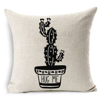 HKM-079827 Nordic Style Black and White Letter Pillowcase - Soft Short Plush Cushion Cover 45x45cm