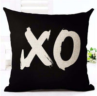 HKM-079827 Nordic Style Black and White Letter Pillowcase - Soft Short Plush Cushion Cover 45x45cm