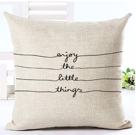HKM-079827 Nordic Style Black and White Letter Pillowcase - Soft Short Plush Cushion Cover 45x45cm