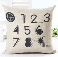 HKM-079827 Nordic Style Black and White Letter Pillowcase - Soft Short Plush Cushion Cover 45x45cm