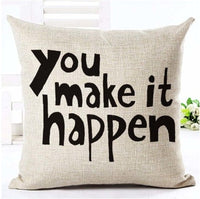 HKM-079827 Nordic Style Black and White Letter Pillowcase - Soft Short Plush Cushion Cover 45x45cm