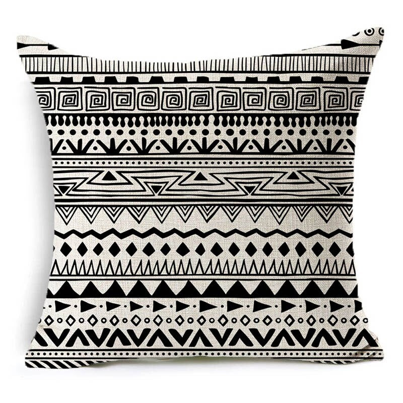 HKM-079827 Nordic Style Black and White Letter Pillowcase - Soft Short Plush Cushion Cover 45x45cm