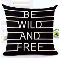 HKM-079827 Nordic Style Black and White Letter Pillowcase - Soft Short Plush Cushion Cover 45x45cm