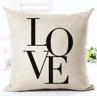 HKM-079827 Nordic Style Black and White Letter Pillowcase - Soft Short Plush Cushion Cover 45x45cm