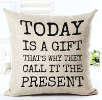 HKM-079827 Nordic Style Black and White Letter Pillowcase - Soft Short Plush Cushion Cover 45x45cm