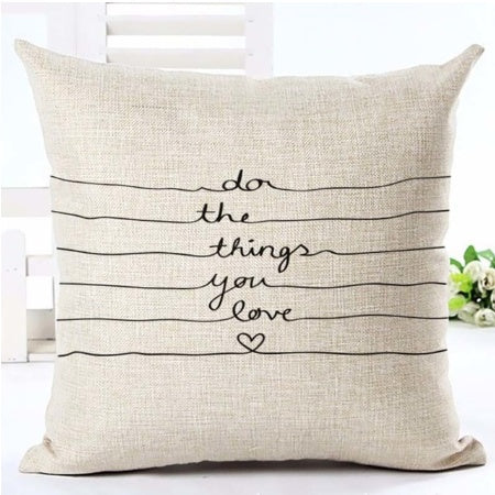 HKM-079827 Nordic Style Black and White Letter Pillowcase - Soft Short Plush Cushion Cover 45x45cm