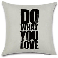 HKM-079827 Nordic Style Black and White Letter Pillowcase - Soft Short Plush Cushion Cover 45x45cm