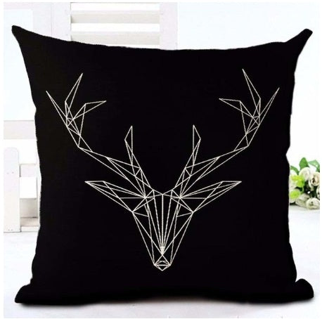 HKM-079827 Nordic Style Black and White Letter Pillowcase - Soft Short Plush Cushion Cover 45x45cm