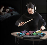 HKM-080019 Portable Bluetooth Jazz Drum Kit - 7 Drum Pads, Silicone Material, 51x34x7cm