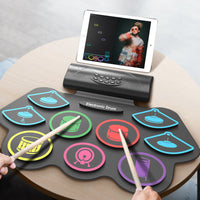 HKM-080019 Portable Bluetooth Jazz Drum Kit - 7 Drum Pads, Silicone Material, 51x34x7cm