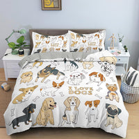 HKM-080147 Dachshund Cartoon Anime Three-Piece Bedding Set in Various Sizes