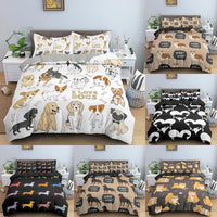 HKM-080147 Dachshund Cartoon Anime Three-Piece Bedding Set in Various Sizes