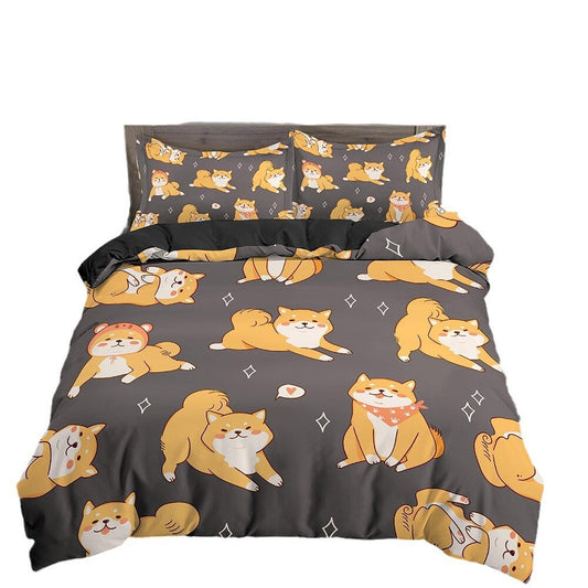 HKM-080147 Dachshund Cartoon Anime Three-Piece Bedding Set in Various Sizes