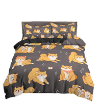 HKM-080147 Dachshund Cartoon Anime Three-Piece Bedding Set in Various Sizes