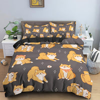 HKM-080147 Dachshund Cartoon Anime Three-Piece Bedding Set in Various Sizes