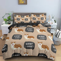 HKM-080147 Dachshund Cartoon Anime Three-Piece Bedding Set in Various Sizes