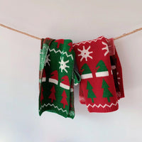 HKM-080275 Christmas-Themed Knitted Scarf for Children with Deer and Tree Designs, 130CM x 20CM, Acrylic Warmth