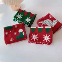 HKM-080275 Christmas-Themed Knitted Scarf for Children with Deer and Tree Designs, 130CM x 20CM, Acrylic Warmth