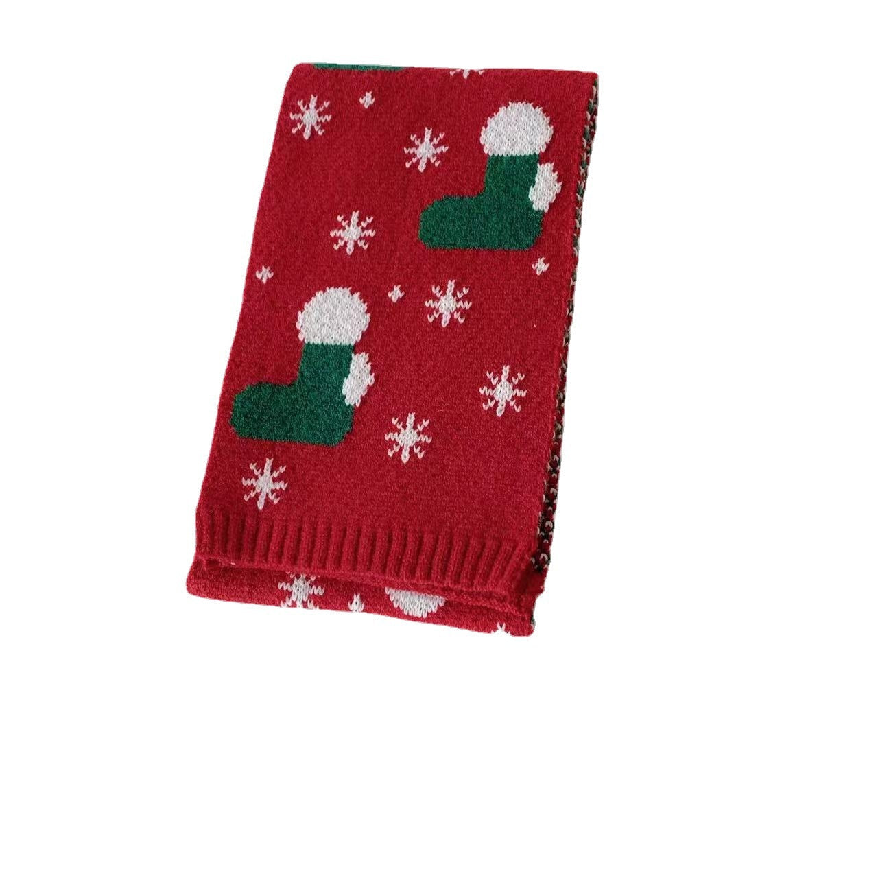 HKM-080275 Christmas-Themed Knitted Scarf for Children with Deer and Tree Designs, 130CM x 20CM, Acrylic Warmth