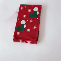 HKM-080275 Christmas-Themed Knitted Scarf for Children with Deer and Tree Designs, 130CM x 20CM, Acrylic Warmth