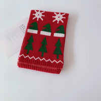 HKM-080275 Christmas-Themed Knitted Scarf for Children with Deer and Tree Designs, 130CM x 20CM, Acrylic Warmth