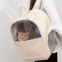 HKM-080339 Transparent Pet Backpack for Cats and Small Dogs - Fashionable and Functional Design, 40cm x 35cm x 25cm, Durable Leather/PVC/Mesh Materials