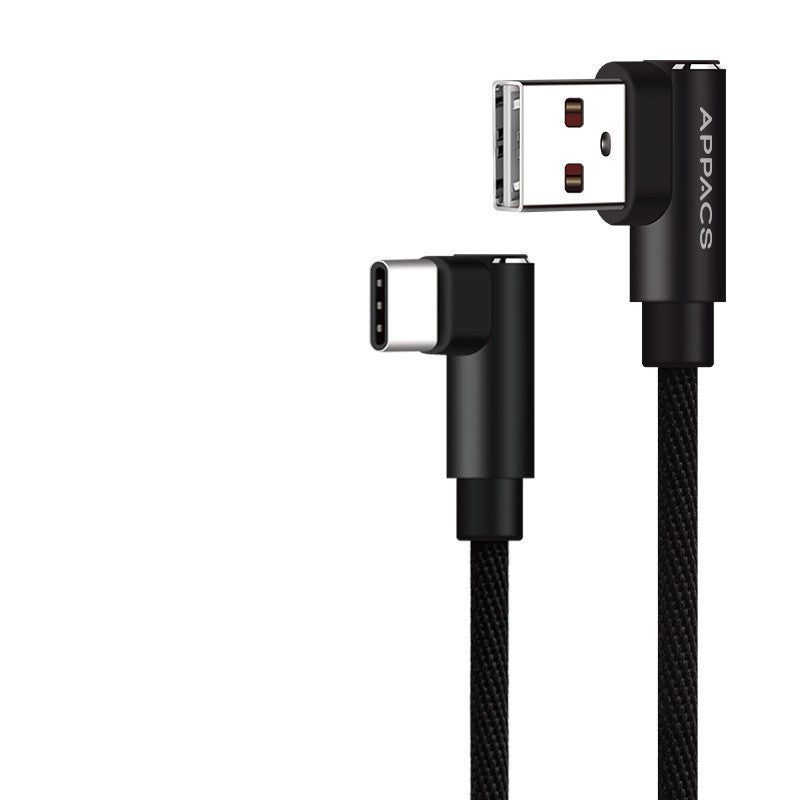 HKM-080403 Nylon Braided Double Elbow Data Cable for Android Devices, Supports 5V 2.4A Charging, Available in Multiple Lengths