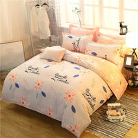 HKM-080467 Flamingo and Floral 4-Piece Cotton-Blend Bedding Set with Personalized Designs