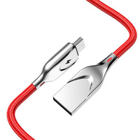 HKM-080531 Zinc Alloy Cloth Braided USB Data Cable - 1m/2m Length, Fast Charging & Data Transmission, 5V/2.3A Current