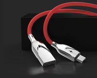 HKM-080531 Zinc Alloy Cloth Braided USB Data Cable - 1m/2m Length, Fast Charging & Data Transmission, 5V/2.3A Current