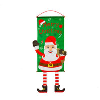 HKM-080595 Christmas Themed Cloth Window Decoration Set - Snowman, Santa Claus, Elk, Wreath, Tree, Elf - 115x40cm