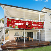 HKM-080595 Christmas Themed Cloth Window Decoration Set - Snowman, Santa Claus, Elk, Wreath, Tree, Elf - 115x40cm