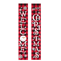 HKM-080595 Christmas Themed Cloth Window Decoration Set - Snowman, Santa Claus, Elk, Wreath, Tree, Elf - 115x40cm