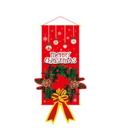 HKM-080595 Christmas Themed Cloth Window Decoration Set - Snowman, Santa Claus, Elk, Wreath, Tree, Elf - 115x40cm