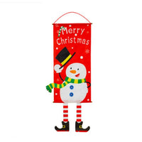 HKM-080595 Christmas Themed Cloth Window Decoration Set - Snowman, Santa Claus, Elk, Wreath, Tree, Elf - 115x40cm