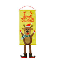 HKM-080595 Christmas Themed Cloth Window Decoration Set - Snowman, Santa Claus, Elk, Wreath, Tree, Elf - 115x40cm