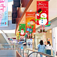 HKM-080595 Christmas Themed Cloth Window Decoration Set - Snowman, Santa Claus, Elk, Wreath, Tree, Elf - 115x40cm