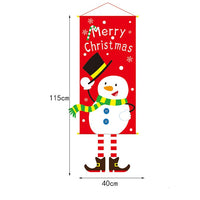 HKM-080595 Christmas Themed Cloth Window Decoration Set - Snowman, Santa Claus, Elk, Wreath, Tree, Elf - 115x40cm