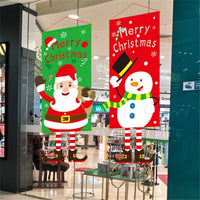 HKM-080595 Christmas Themed Cloth Window Decoration Set - Snowman, Santa Claus, Elk, Wreath, Tree, Elf - 115x40cm