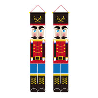 HKM-080595 Christmas Themed Cloth Window Decoration Set - Snowman, Santa Claus, Elk, Wreath, Tree, Elf - 115x40cm