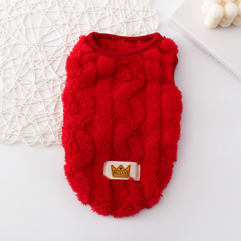 HKM-080723 Thermal Knitted Vest for Pets - Available in Yellow, Pink, Green, Apricot, and Red, Sizes XS to XL