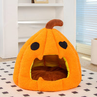 HKM-080787 Cozy Cat and Dog Pumpkin Shaped Sleeping Hut for Small Pets - Warm Semi-Enclosed Bed