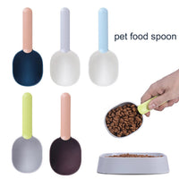 HKM-080979 Ergonomic Pet Food Scoop with Long Handle and Sealing Clip for Dogs and Cats - 1 Cup Measuring Cup