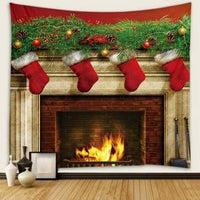 HKM-080979 Flower-Shaped Christmas Stocking Tapestry for Fireplace and Bedroom Decoration, 100% Polyester, Machine Washable, Multiple Sizes Available