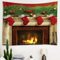 HKM-080979 Flower-Shaped Christmas Stocking Tapestry for Fireplace and Bedroom Decoration, 100% Polyester, Machine Washable, Multiple Sizes Available