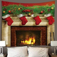 HKM-080979 Flower-Shaped Christmas Stocking Tapestry for Fireplace and Bedroom Decoration, 100% Polyester, Machine Washable, Multiple Sizes Available