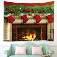 HKM-080979 Flower-Shaped Christmas Stocking Tapestry for Fireplace and Bedroom Decoration, 100% Polyester, Machine Washable, Multiple Sizes Available
