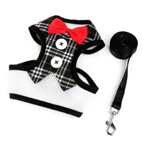 HKM-080979 Stylish Vest-Style Bow Evening Dress for Small Dogs with Adjustable Chest Straps