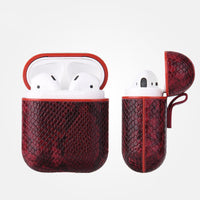 HKM-081043 Snakeskin-Style Earphone Protector for Compatible iPhone Models, Handmade TPU and Leather Wallet Design